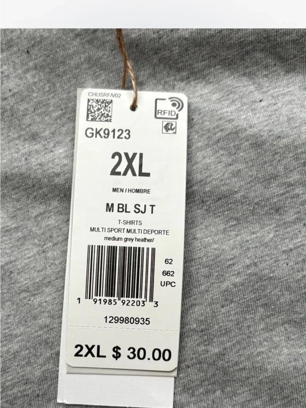 Adidas Men's Gray Crew Neck T-Shirt